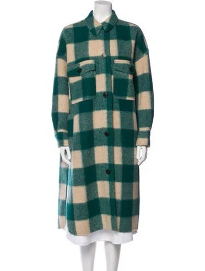 Pre-owned Isabel Marant Étoile Plaid Print Trench Coat In Green