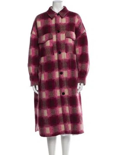 Pre-owned Isabel Marant Étoile Plaid Print Trench Coat In Pink