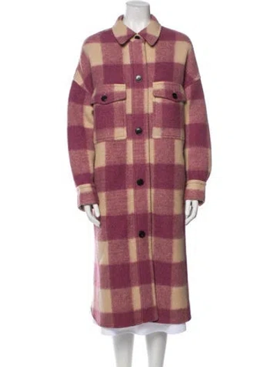 Pre-owned Isabel Marant Étoile Plaid Print Trench Coat In Purple