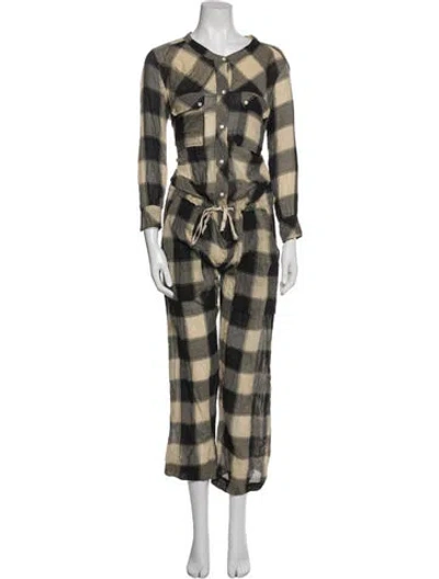 Pre-owned Isabel Marant Étoile Plaid Print V-neck Jumpsuit In Multi