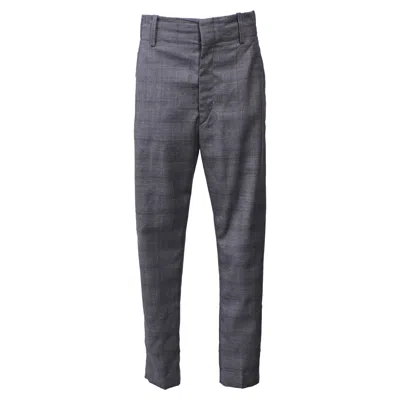 Isabel Marant Étoile Plaid Trousers In Grey Wool In Blue