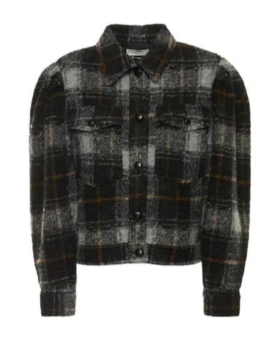 Isabel Marant Étoile Plaid Wool-blend Casual Jacket In Black