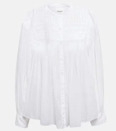 Isabel Marant Étoile Elodia Embroidered Cotton-blend Blouse In White