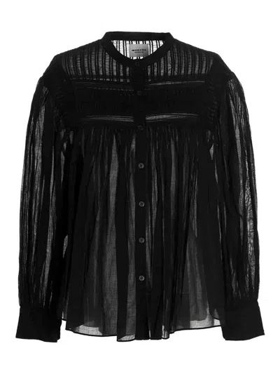 Isabel Marant Étoile Plalia Pleated Black Blouse