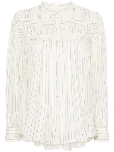 Isabel Marant Étoile Plalia Striped Voile Blouse In Neutral