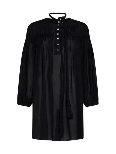 Isabel Marant Étoile Pleat Detailed Midi Dress In Black