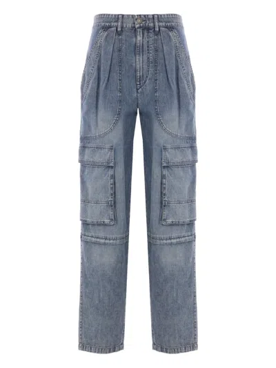Isabel Marant Étoile Pleat-pocket Cargo Jeans In Blue