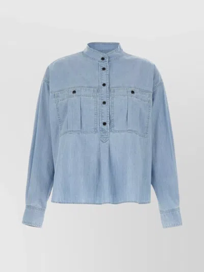 Isabel Marant Étoile Pleated Back Blouse With Chest Pockets In Blue