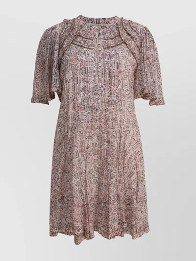 ISABEL MARANT ÉTOILE PLEATED BUTTONED DRESS ROUND NECKLINE