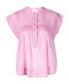 Isabel Marant Étoile Pleated Cotton Top In Pink