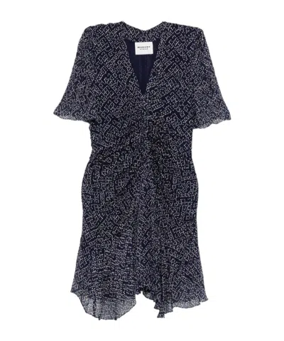 Isabel Marant Étoile Vivienne Printed V-neck Mini Dress In Blue