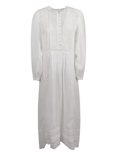 ISABEL MARANT ÉTOILE PLEATED LACE-INSERTS DAY DRESS