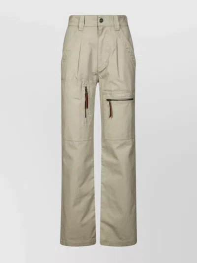 Isabel Marant Étoile Pocketed Zipper Belted Trousers In Neutral
