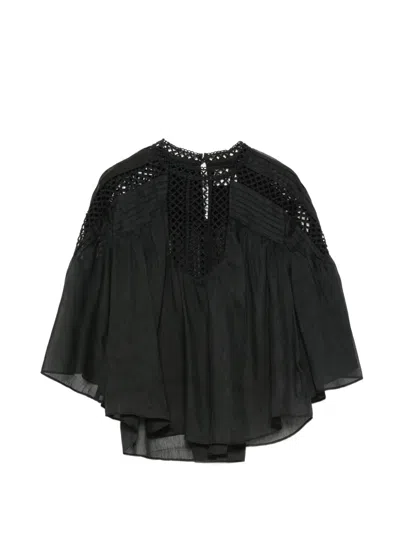 Isabel Marant Étoile Polda Crochet-knit Pintuck Shirt In Black