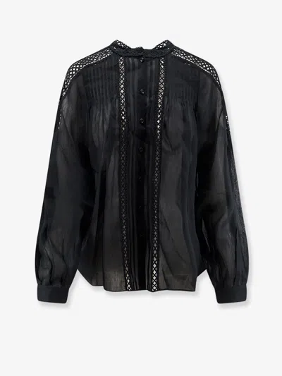 Isabel Marant Étoile Embroidered Trim Long Sleeved Shirt In Black