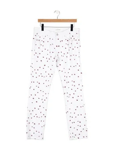 Pre-owned Isabel Marant Étoile Polka Dot Print Straight Leg Pants In White