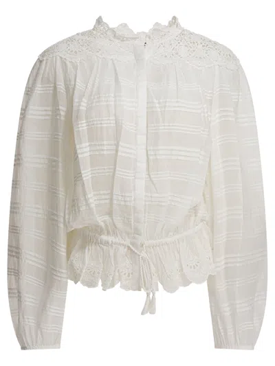 Isabel Marant Étoile Polly Cotton And Floral Lace Blouse Clothing In Animal Print