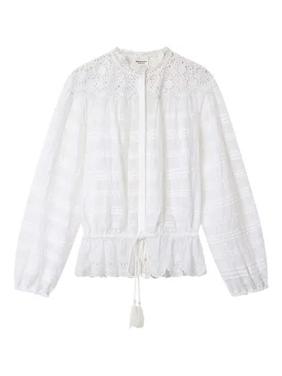 Isabel Marant Étoile Blusa Bianca In Cotone Con Colletto Ricamato Marant Etoile In White