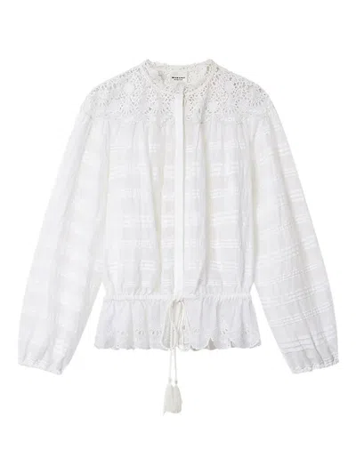 Isabel Marant Etoile Polly Cotton And Floral Lace Blouse In White