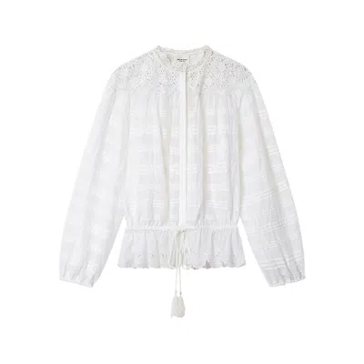 Isabel Marant Étoile Blusa Bianca In Cotone Con Colletto Ricamato Marant Etoile In White