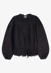 Isabel Marant Étoile Blazer Top Long Sleeves Lace Ruffled Hem In Black