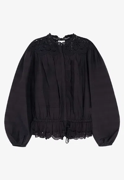 ISABEL MARANT ÉTOILE POLLY LACE-TRIMMED BLOUSE