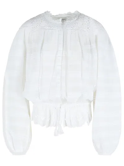 Isabel Marant Étoile Polly Cotton Shirt Lace Detail Hem In White