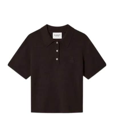Isabel Marant Étoile Polo En Maille De Coton Et Laine In Brown