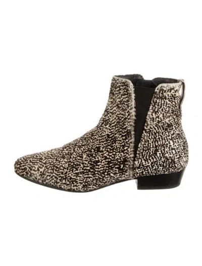 Pre-owned Isabel Marant Étoile Ponyhair Animal Print Chelsea Boots In Black