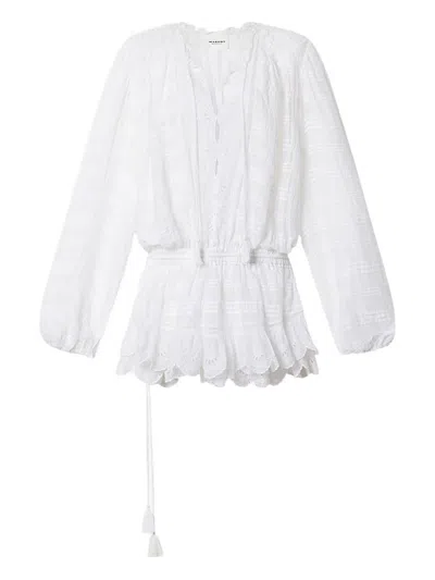 Isabel Marant Étoile Preya Short Ruffled Cotton And Floral Lace Dress Clothing In White