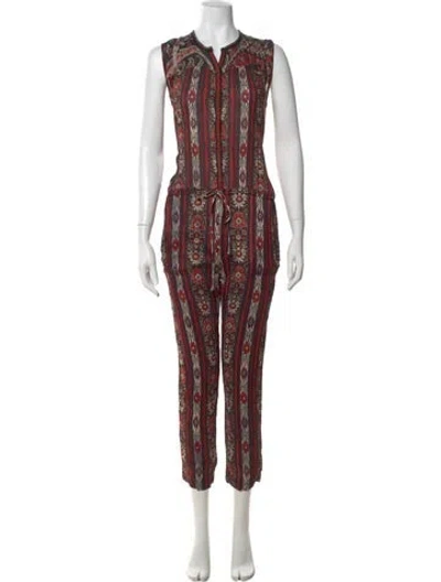 Pre-owned Isabel Marant Étoile Printed Crew Neck Jumpsuit In Red