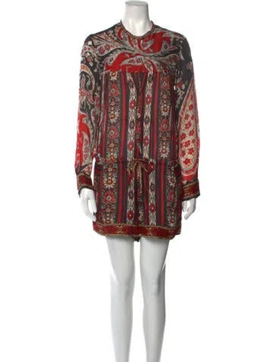 Pre-owned Isabel Marant Étoile Printed Crew Neck Romper In Red