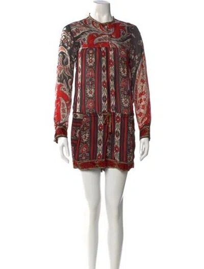Pre-owned Isabel Marant Étoile Printed Crew Neck Romper In Red