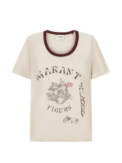 Isabel Marant Étoile Printed Linen T-shirt In White