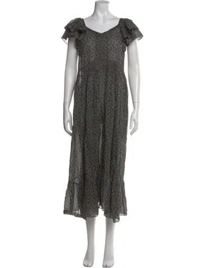 Pre-owned Isabel Marant Étoile Printed Long Dress In Black