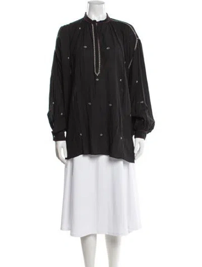Pre-owned Isabel Marant Étoile Printed Long Sleeve Blouse In Black