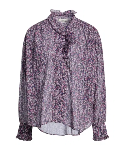 Isabel Marant Étoile Printed Long Sleeve Blouse In Purple
