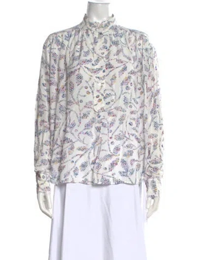 Pre-owned Isabel Marant Étoile Printed Long Sleeve Blouse In White