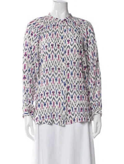 Pre-owned Isabel Marant Étoile Printed Long Sleeve Blouse In White