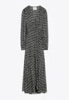 Isabel Marant Étoile Midi Dress With Viscose Print Women In Black