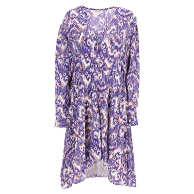 Isabel Marant Etoile Printed Midi Long Sleeve Dress In Multicolor Silk