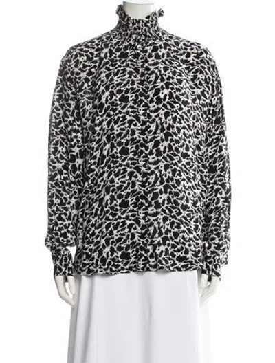 Pre-owned Isabel Marant Étoile Printed Mock Neck Blouse In Black