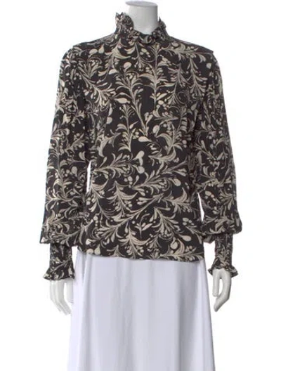 Pre-owned Isabel Marant Étoile Printed Mock Neck Blouse In Black