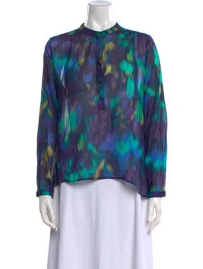 Pre-owned Isabel Marant Étoile Printed Mock Neck Blouse In Blue