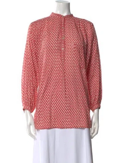 Pre-owned Isabel Marant Étoile Printed Mock Neck Blouse In Red