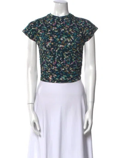 Pre-owned Isabel Marant Étoile Printed Mock Neck Crop Top In Blue