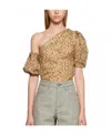 Shop Isabel Marant Étoile Printed One-shoulder Blouse In Nude