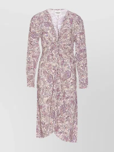 ISABEL MARANT ÉTOILE PRINTED PAISLEY KNOT DETAIL V-NECK MIDI DRESS