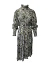 Isabel Marant Etoile Printed Ruffle Neck Long Sleeve Midi Dress In Multicolor Viscose In Multi