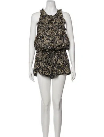 Pre-owned Isabel Marant Étoile Printed Scoop Neck Romper In Black